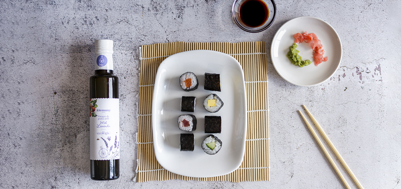 Sushi amb vinagre de poma ecològic i mel de lavanda
